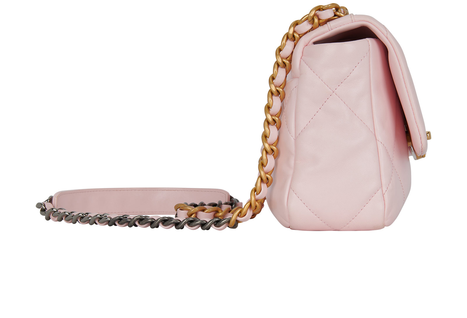 Medium 19 Flap Bag, &pound;4,100, Handbags, Pink, Lambskin Leather, Side view